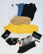 BNWOT 10 Pairs Of Trainer Liner SOCKS 6 BEAR Ankle Motif 2 CAT 2 Plain