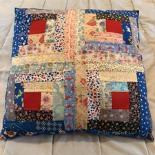 Quilted Throw Pillow Vintage Handmade 15” X 15” Cottage