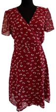 Madewell Red Faux Wrap-Front Floral Print Mini Seattle Dress Size 4 Romantic