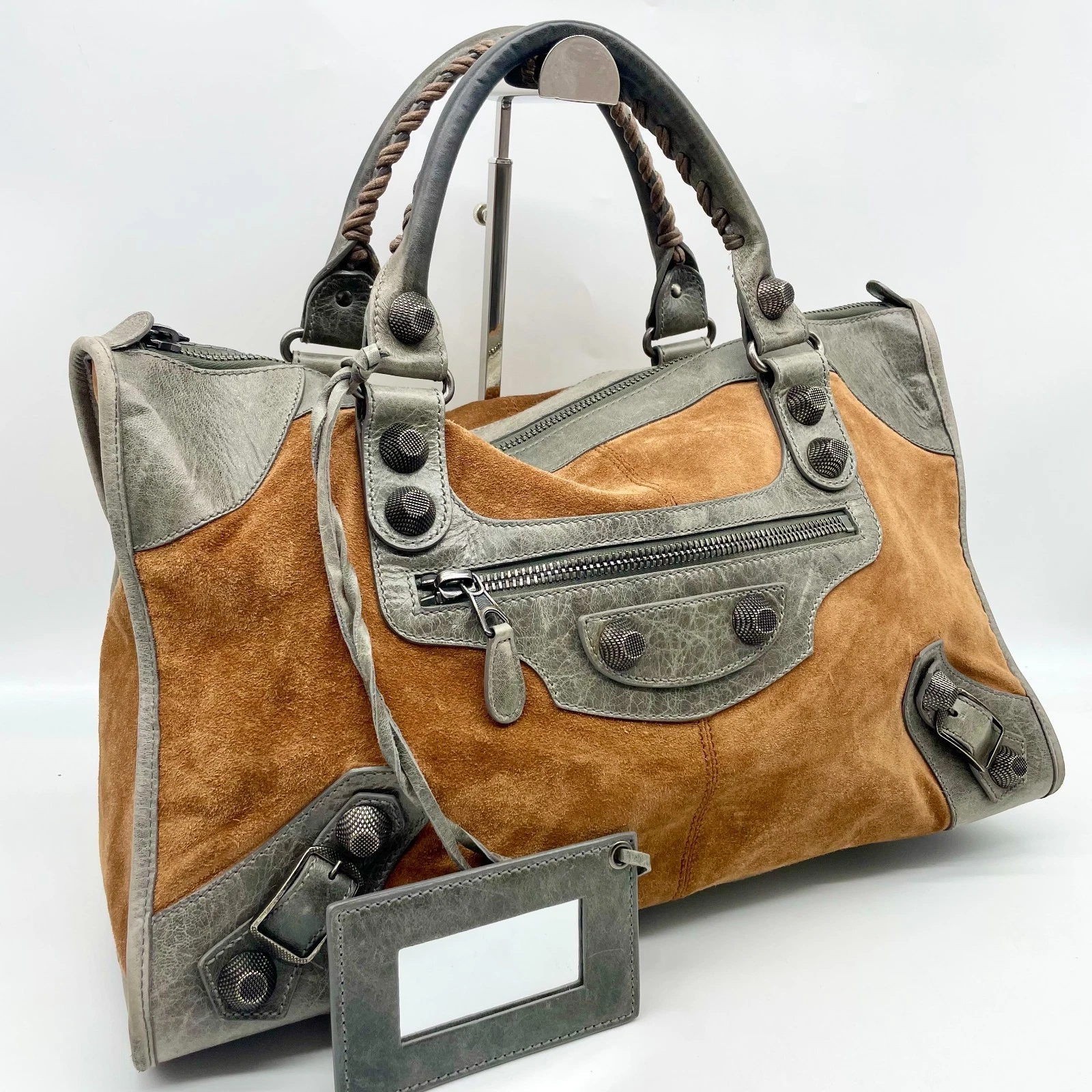 Balenciaga Borsa Editore Gigante da Lavoro Pelle Scamosciata Marrone 173080 Y2K Autentica