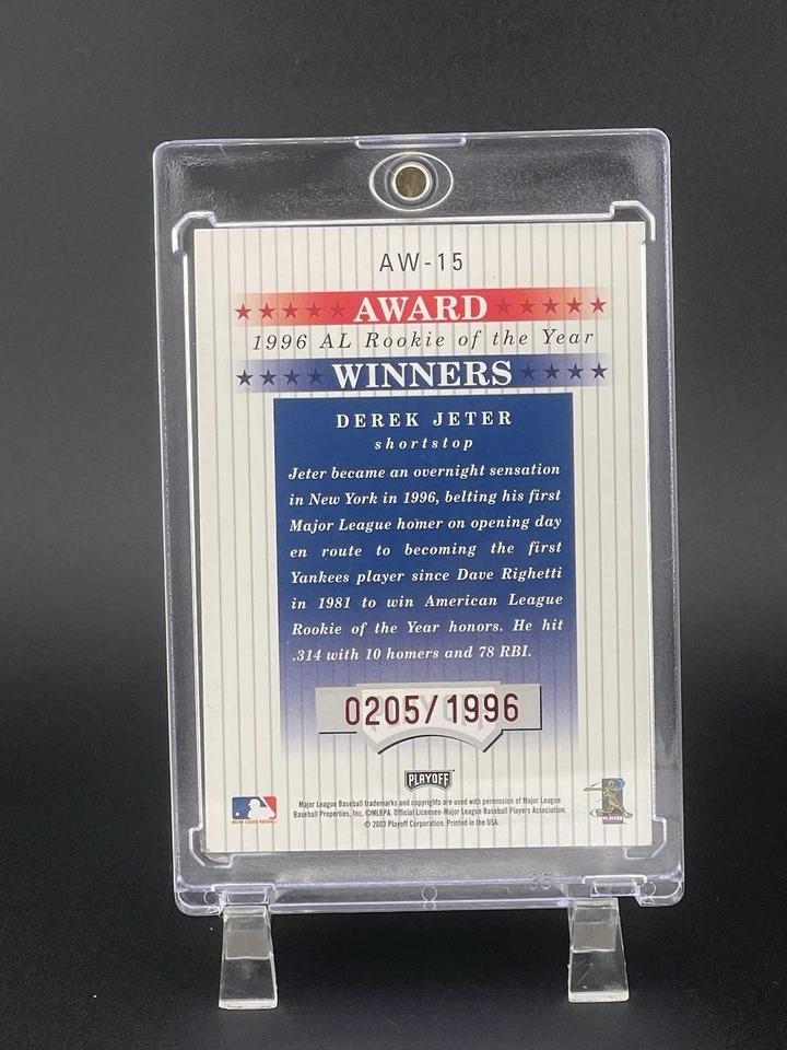 Derek Jeter 2003 ganadores del premio Playoff Prestige #/1996 #AW-15 HOF Foto 4 de 4