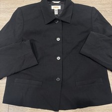 Talbots Women s Blazer Button Collared Black 6 Stretch Wool Office Basic work
