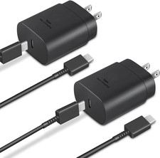 25W Type C Fast Charger 2-Pack with 6Ft USB C Cable for Galaxy & iPhone