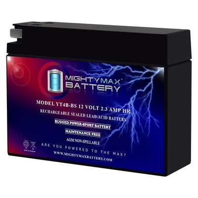 Mighty Max YT4B-BS 12V 2.3Ah AGM Battery Replaces Interstate Batteries YT4B-BS