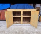 Antique Primitive Wood Zinc Lined Penna Dry Sink Mustard Paint Square Nails  — photo 6