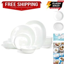 Vitrelle 38-Piece Service for 12 Dinnerware Set, Triple Layer Glass and Chip ...