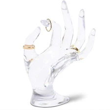 Clear Hand Shaped Ring Holder Stand for Jewelry Bracelet Bangle Display 6.3"
