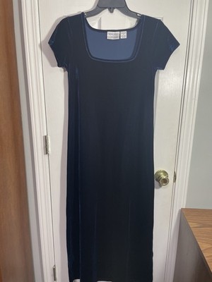 Dress Walter Collection Size SP, Long Dress, Navy blue velvet look , Spuare neck