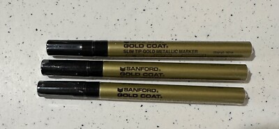 SANFORD 76715 GOLD COAT SLIM TIP METALLIC PERMANENT INK MARKER -3 each
