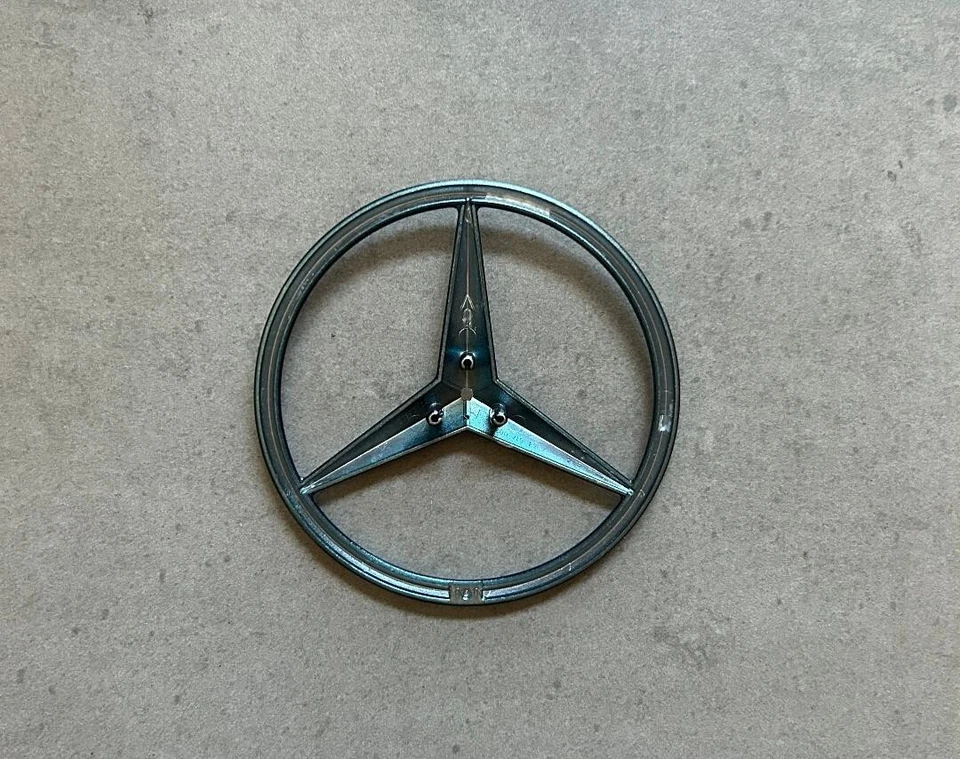 Mercedes-Benz GL ML azul caramelo fibra de carbono puerta levadiza trasera emblema OEM estrella W164 Foto 4 de 4