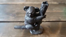 PEWTER KOALA BEAR Handcrafted Paperweight RB Co Sculpture Tree Branch 3.75"