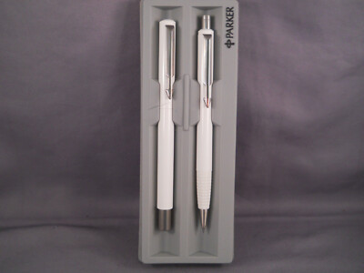 Parker Vintage Vector White Ball  Pen and pencil Set-new old stock in box