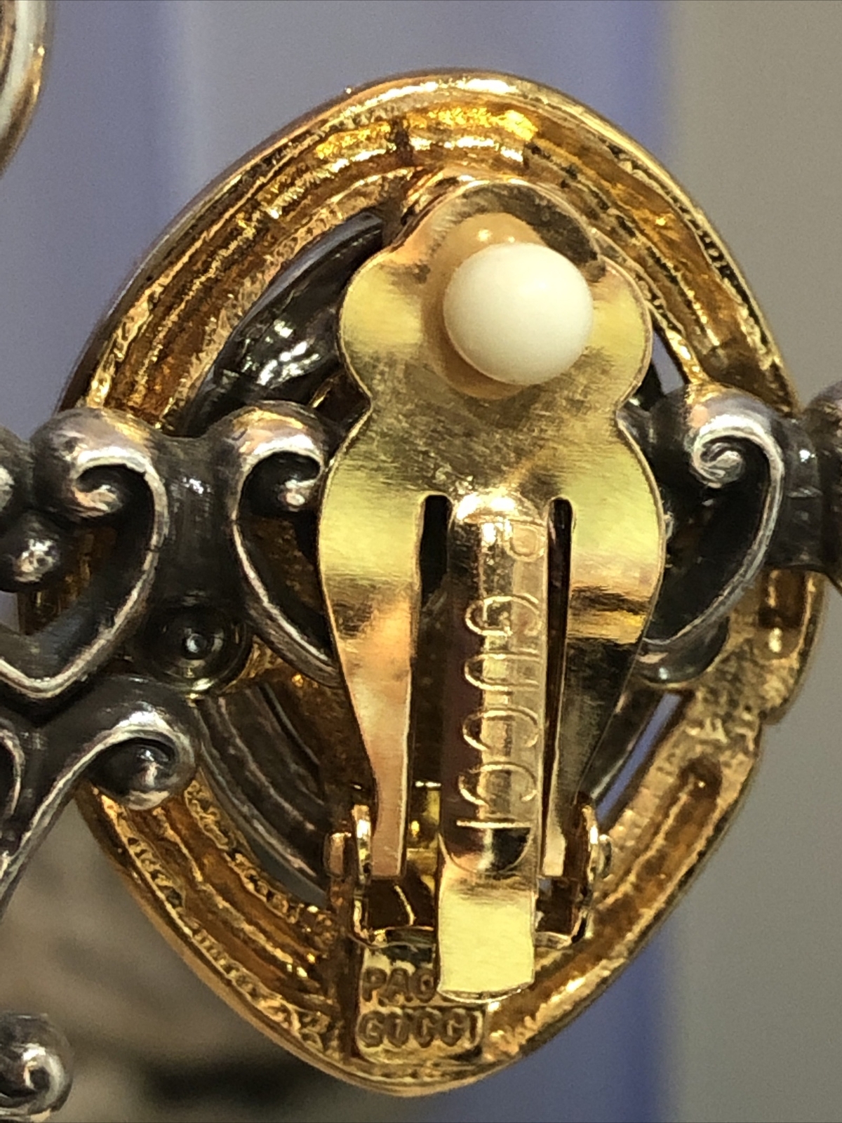Vintage Gold tone Paolo GUCCI Gold Silver tone Clip o… - Gem