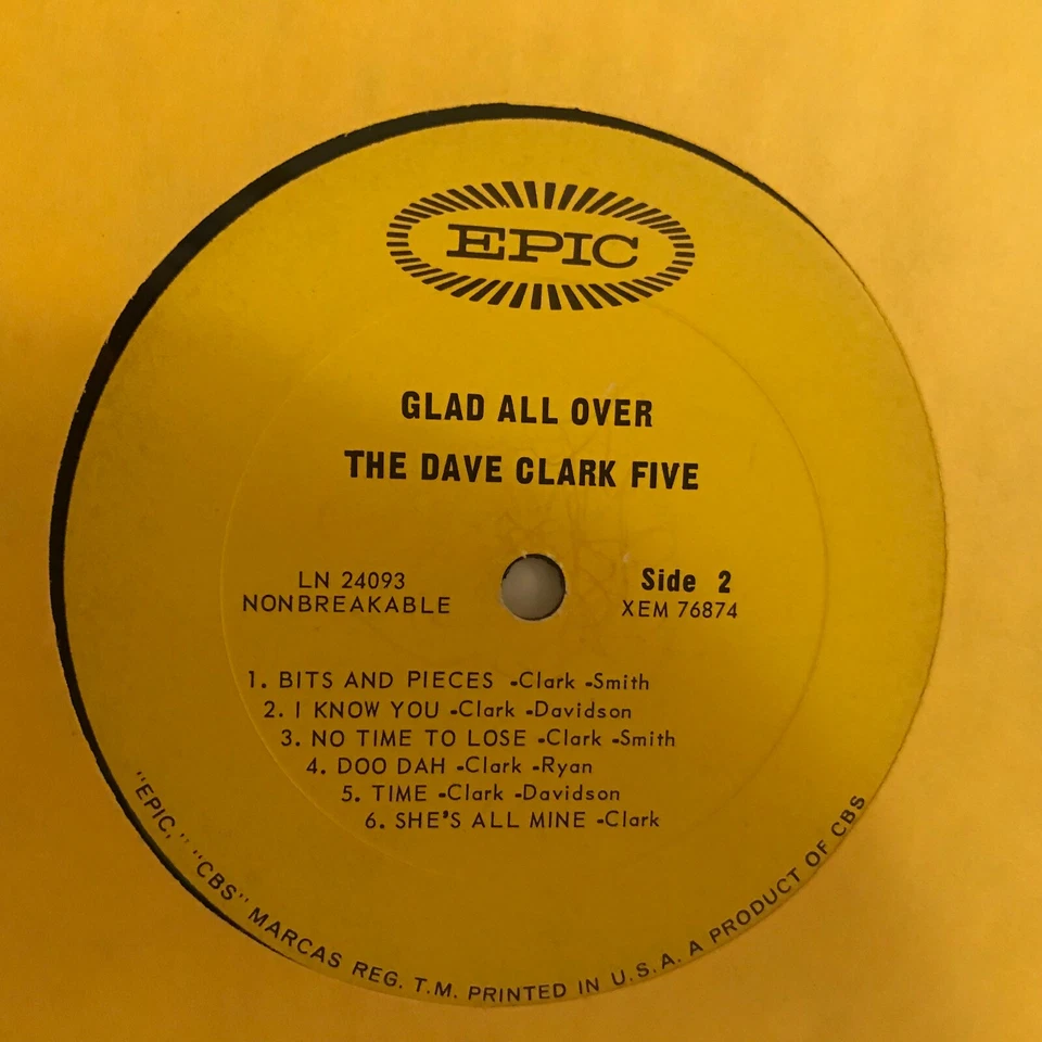 THE   DAVE  CLARK  FIVE       LP         GLAD   ALL   OVER  ( NO INSTRUMENTS ) - Image 3 of 4