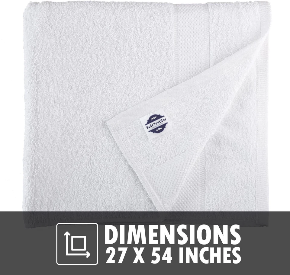Extra Large Bath Towels Pack of 4 100% Cotton 27"x54" Highly Absorbent Soft - Image 4 of 4