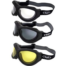 3 Pair Big Ben ATV Goggles Fit Over Glasses Foam Padded Shatterproof Anti-Fog