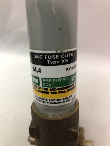 S & C FUSE CUTOUT TYPE XS KV NOM. 14.4 KV MAX 15 REPLACEMENT TUBE - Picture 2 of 7