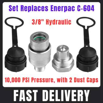 3/8'' Hydraulic Quick Coupler Set Replaces Enerpac C-604 for Easy Connect/Disconn