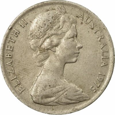 [#531121] Münze, Australien, Elizabeth II, 10 Cents, 1975, S+, Copper-nickel, KM