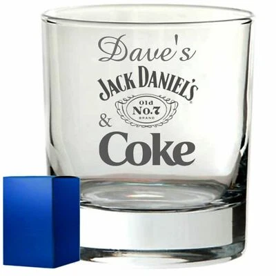 Personalised Whisky Glass engraved tumbler whisky whiskey jack daniels coke