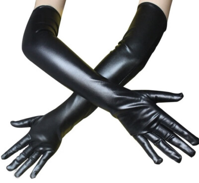 LANGE KUNSTLEDER HANDSCHUHE DAMEN SEX SCHLANKE ARME POLE DANCE LACKHANDSCHUH