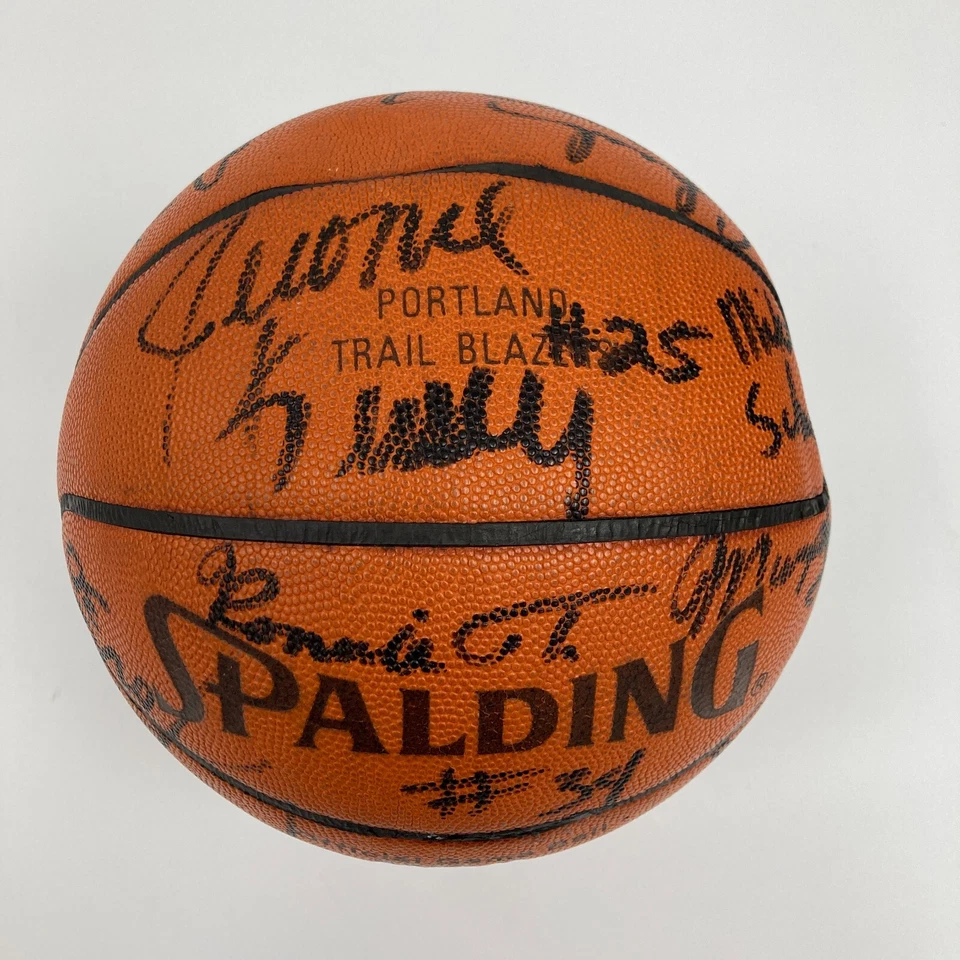 1987-88 Portland Trail Blazers Team Signed Game Used Spalding Basketball JSA COA - Image 3 of 4