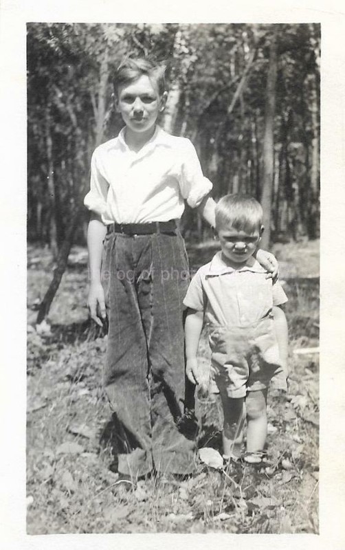 TWO BOYS Vintage FOUND PHOTOGRAPH b and w FREE SHIPPING Original Snapshot 99 9 A