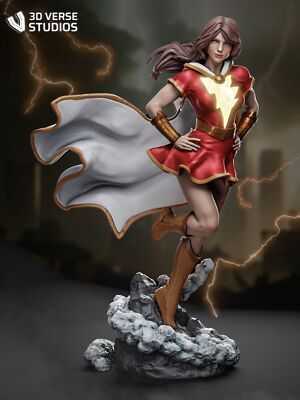 Mary Marvel,  Superheldin, DC Comics, 3D Druck, sexy Pin-up Figur, UNBEMALT