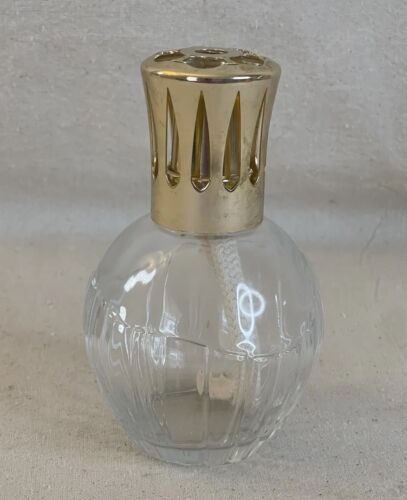 Vintage Lampe Berger Fragrance Lamp Paris France Fluted Clear Glass Gold Cap - Picture 1 of 10