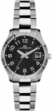 LORENZ Genf 027066GG Damenuhr Stahl Schwarz Quarz 26 MM Dater