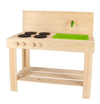 Outdoor Küche Kinder Schlamm Sand Spiel Spielzeug Holz Spüle Rollenspiel Kochfeld Spüle funktionstüchtig Wasserhahn