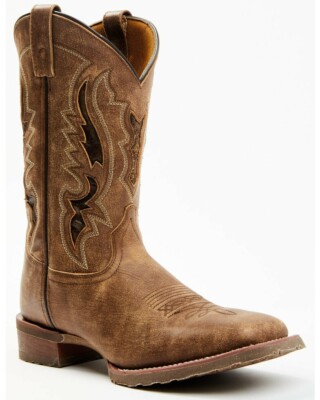Laredo Mens Size 8D Shoes Brown Black Leather Pointed Toe Western Cowboy Boots