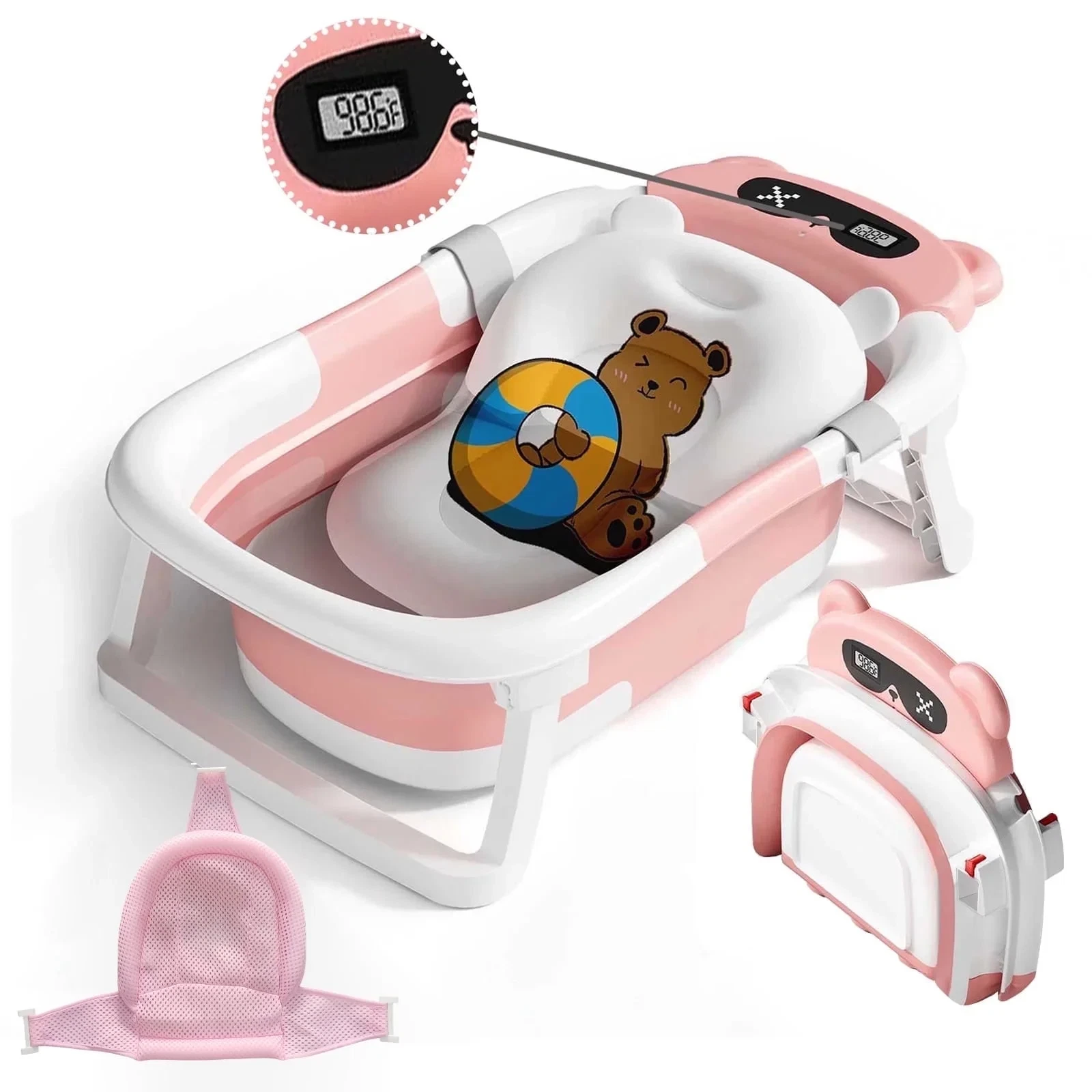 Collapsible Baby Bathtub,Baby Bath Tub with Soft Cushion & Thermometer（Pink）
Opens in a new window o