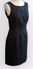 Tahari By A S Levine 10 Black Silver Metallic Sheath Dress Cocktail Party NWOT