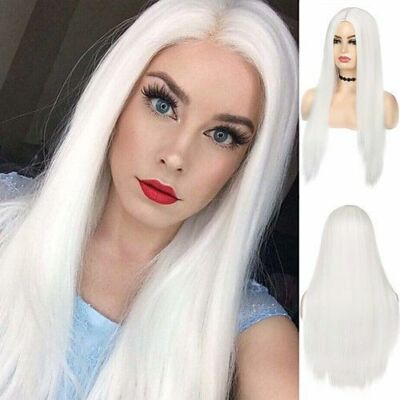 ? 22” WHITE STRAIGHT LACE FRONT WIG? *NWT* Long Straight White Lace Front Synthetic Hair Wig LF387 main image 4