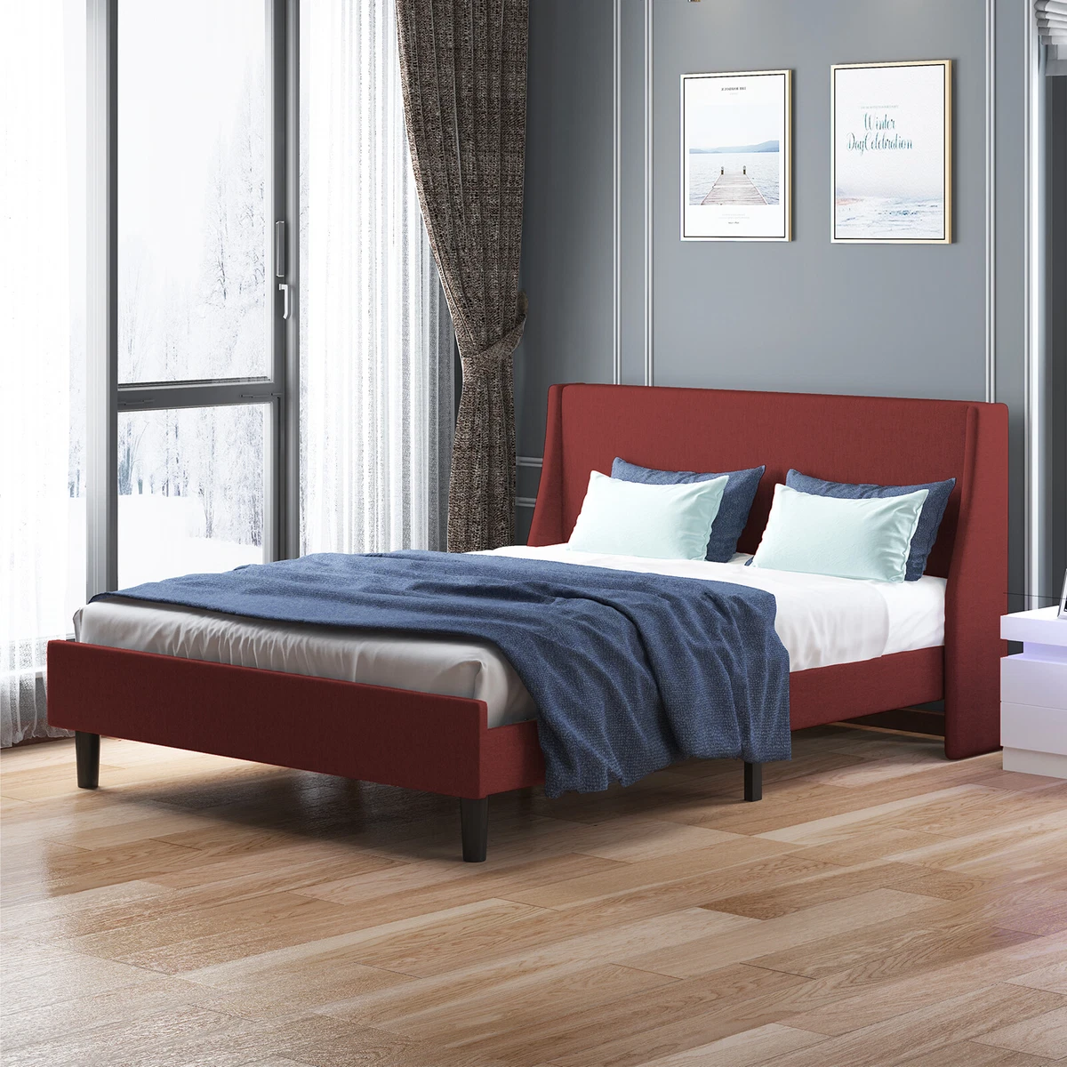 Wood wingback online bed