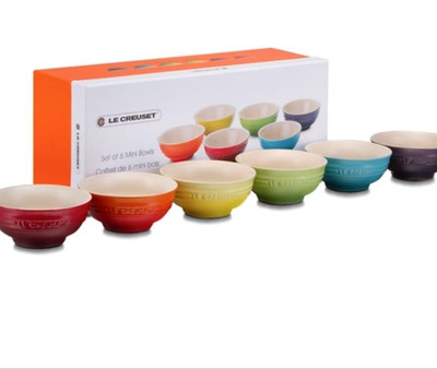 Le Creuset Rainbow 6 bunte Mini Schüssel Set Steingut Keramik Keramik Geschirr