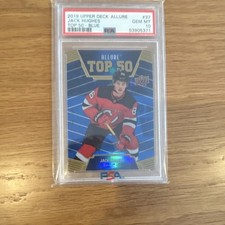 2019 Upper Deck Allure Jack Hughes Top 50 Blue  37 PSA 10