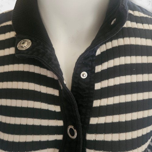 Lauren Ralph Lauren Striped Ribbed Knit Henley Sweater Sz S Black White Women - Picture 2 of 14