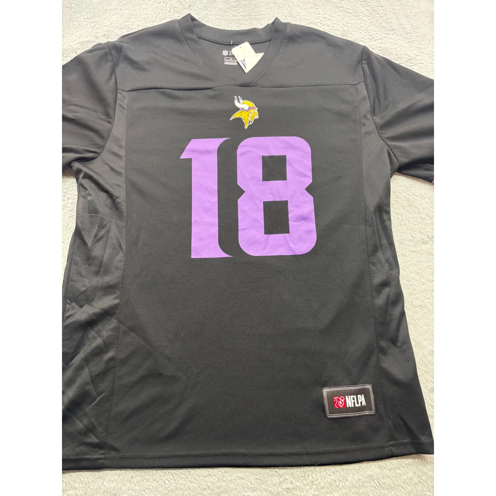 NFL Minnesota Vikings Justin Jefferson 18 Black Alternate Jersey Mens Large New