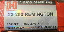 Hornady 22-250 Remington Custom Grade Reloading Dies FL 2 Die Set