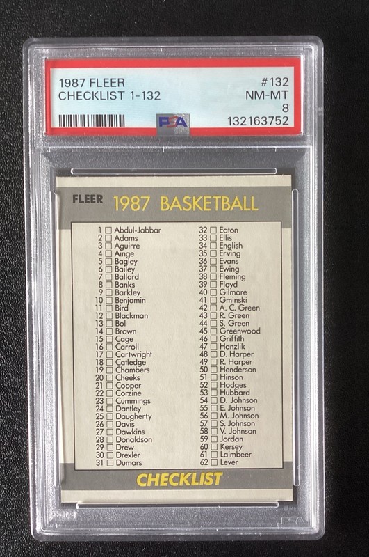 1987-88 Fleer BASKETBALL CHECKLIST #132 PSA 8 NM-MT