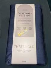 Threshold Queen Size 400 Thread Count Performance Flat Sheet - Metallic Blue
