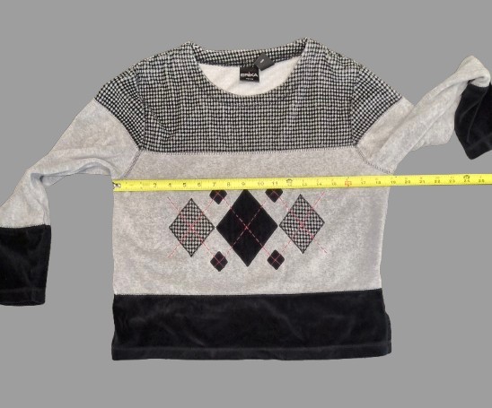 Erika Velour Top Diamond Patchwork Houndstooth De… - image 6