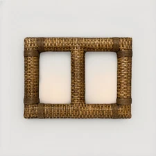 Natural Wicker Rattan Double Picture Frame Woven For 4x6 Photos Boho Cottage