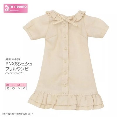Azone Doll Pureneemo PNXS Scrunchy Frill Onepiece Beige Blythe Pullip Obitsu