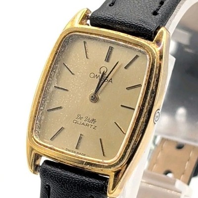 Omega De Ville Quartz Damen Square Gold Dial Vintage Y2K Watch