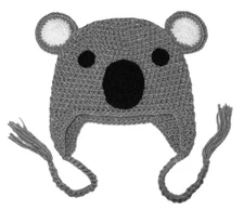BomHCS Handmade Knitted Ear Beanie Braid Earflap Warm Caps Koala Hats