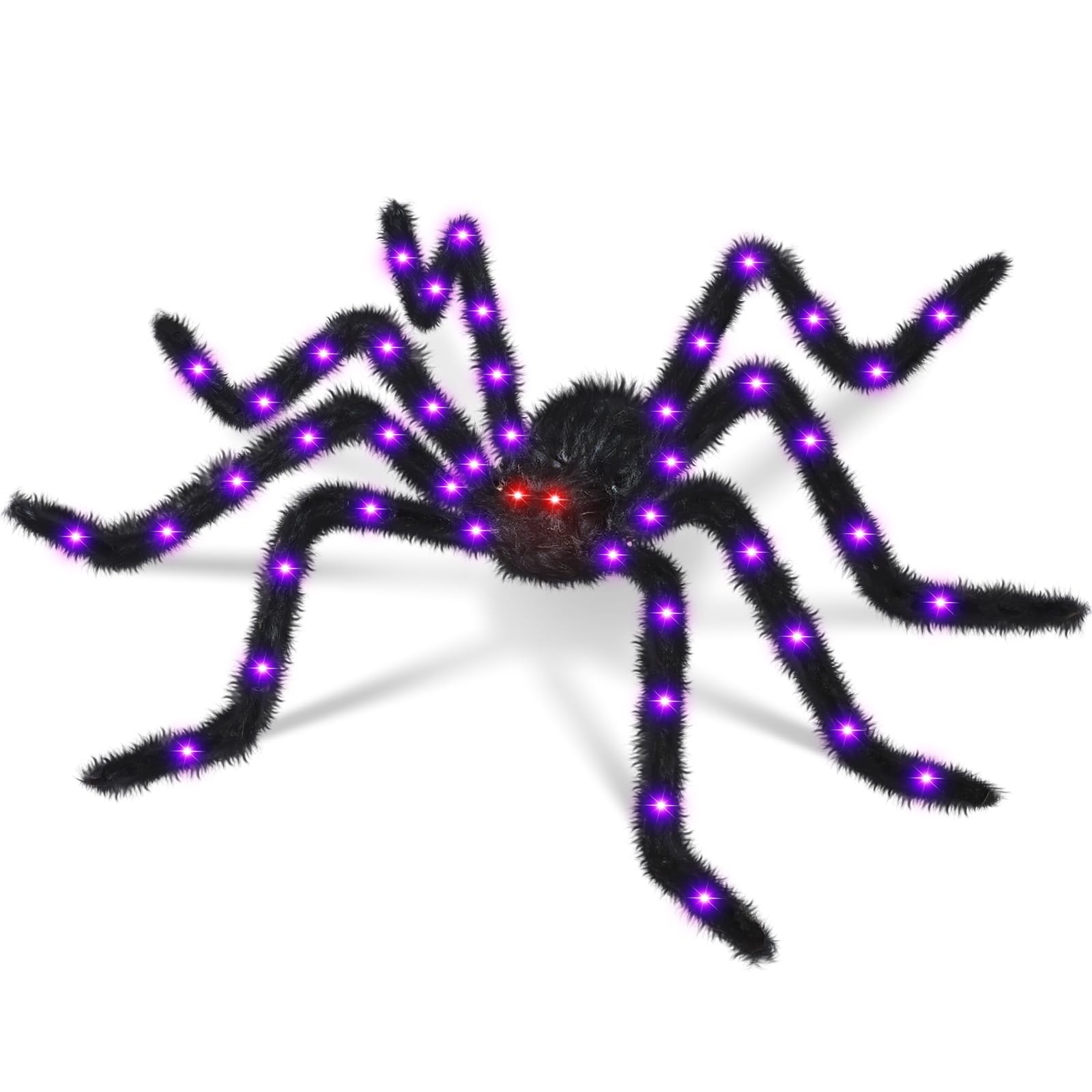 Halloween Decorations 4.9 FT Giant Spider 2 Pack Light up Black Hairy Scary F...