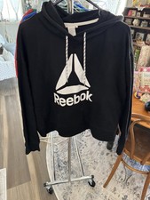 Reebok Black Crop Hoodie Women s Large Sweatshirt CrossFit Pullover